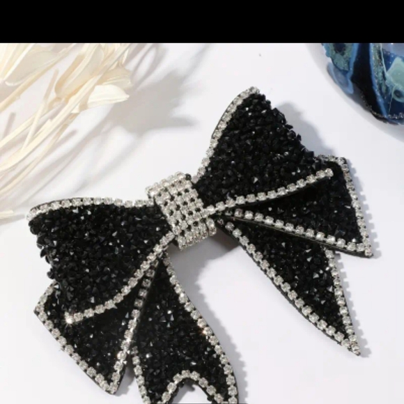 NEW ELEGANT DAZZLING CRYSTAL BOW TIE/NECK TIE - BLACK 3" x 4" - Picture 5 of 11